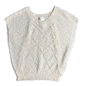 Lilly of California Vintage Ivory Diamond Knit Sweater Pullover Top, S